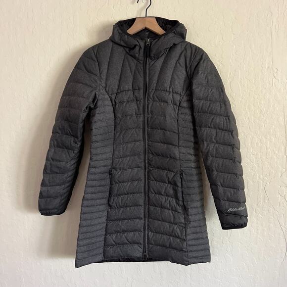 Eddie Bauer Astoria Hooded Down Parka Long Puffer Jacket Small Gray Outdoor Zip - Picture 3 of 8